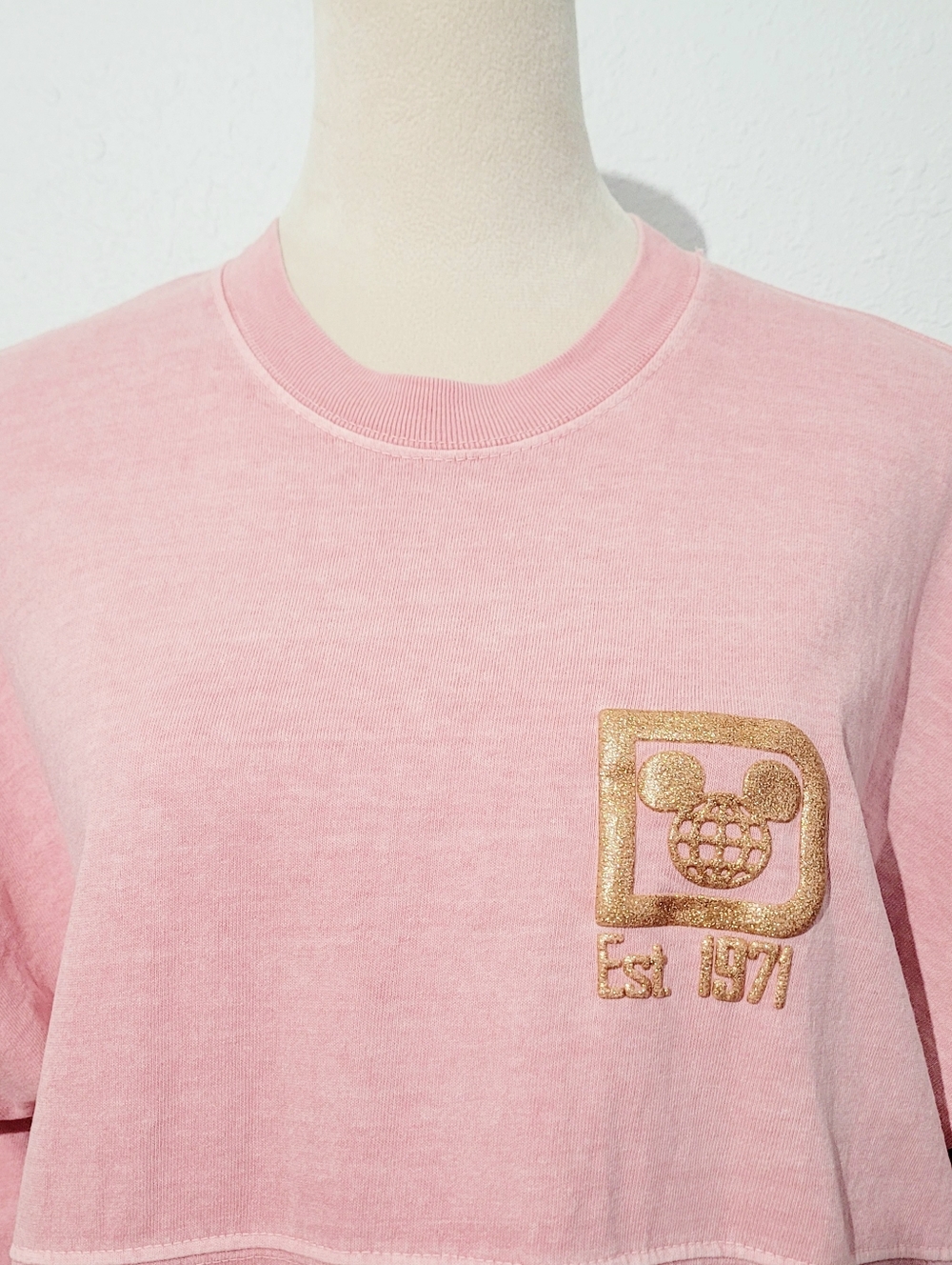 Disney Spirit Jersey Pink Oversized Shirt Women’s Small Gold Glitter Walt Disney - Picture 3 of 13